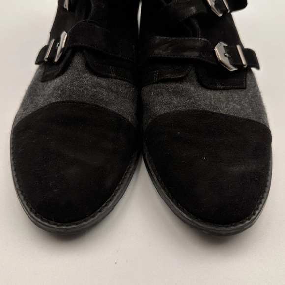 Stuart Weitzman Black & Gray 50/50 Textured Boots•Dark Academia•Steam Punk•Edgy - Picture 6 of 16